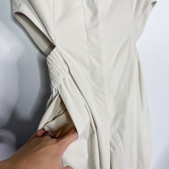 Jonathan Simkhai 0 Cream Rayley Cutout Crepe Jumpsuit Stretch Button Open Back - Picture 6 of 15